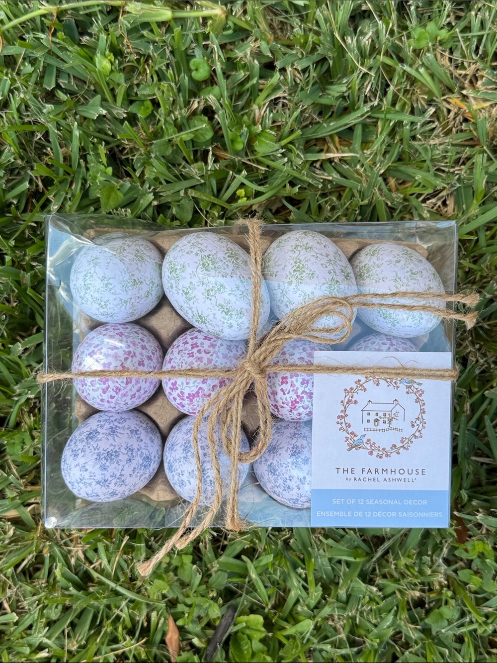 Farmhouse Rachel Ashwell Floral Decorative Egg Set - Pastel Blue, Pink, Green